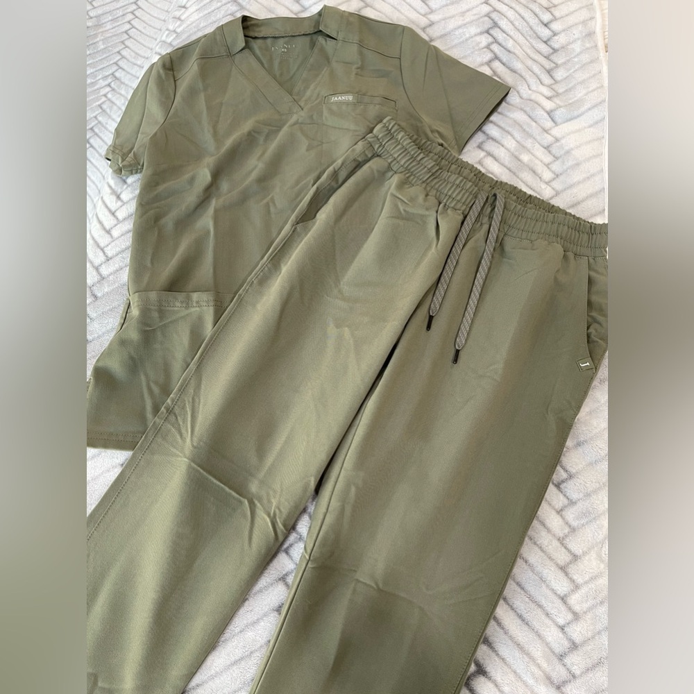 Jaanuu Olive Green Medical Scrub Top